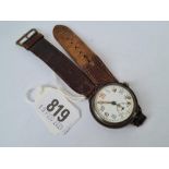 A silver cased 1920 gents wrist watch (front case missing)