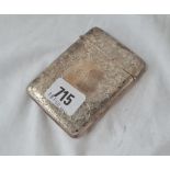 A good Edwardian card case 3 3/4 inches high Birmingham 1902 by JG