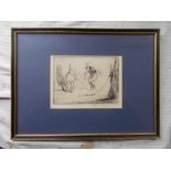 SOPER, Eileen signed, framed & glazed etching by E. Soper depicting 2 girls skipping, approx. 5 x