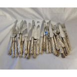 A kings pattern mounted dinner knives fish eaters etc