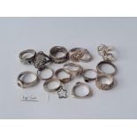 Fifteen vintage silver rings - 67/4gmds