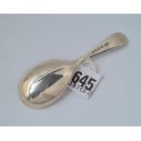 A Victorian plain old English rat tail caddy spoon, Birmingham 1888 by Elkington