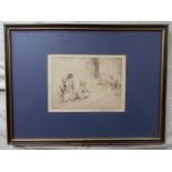 SOPER, Eileen signed, framed & glazed etching by E. Soper depicting 4 children playing, approx.. 5 x