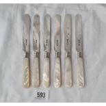 A set of six attractive knifes with MOP handles, Sheffield 1900 by GH