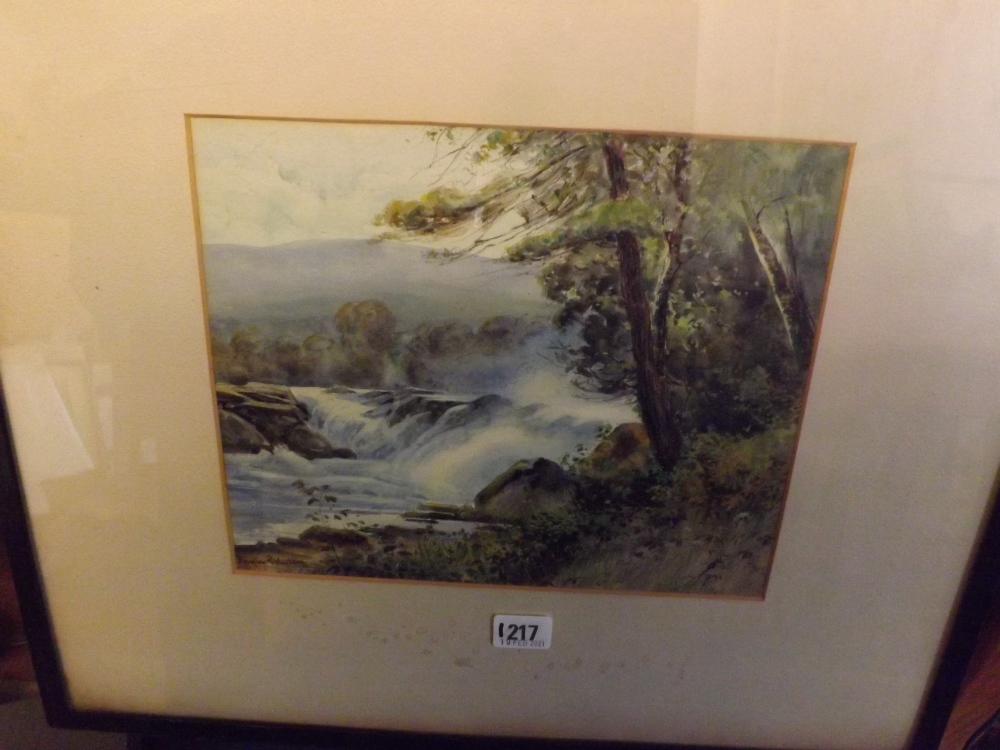 H HUGHES-RICHARDSON. River rapids on the Dart, 9 by 11 inches signed