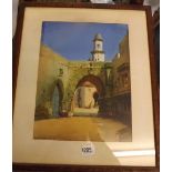 NOEL H LEAVER. A Arab town scape, 13 by 10 inches, signed