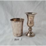A ninetieth century (silver ) beaker and a thistle shaped goblet 94 gms