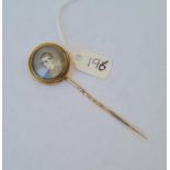 19thc gold top locket stick pin