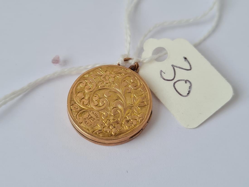 A circular 9ct back and front locket - Image 2 of 3