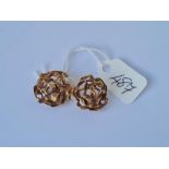 Pair 9ct rose gold ear clips 4.5g