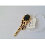 19THC GOLD COMBINATION STONE SET SPINNING FOB/watch key 10.6g