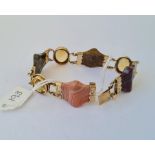 SCOTTISH HARD STONE & CITRINE gold mounted panel bracelet