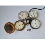 Four metal cased pocket watches