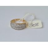 A multi stone CZ dress ring in 9ct size L 4.8g inc