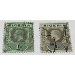 NIGERIA SG8c/8d (1915/17). 2 x 1sh varieties. Fine used. Cat £87.
