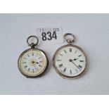 Two Victorian silver fob watches