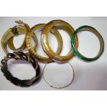Seven assorted metal & other bangles