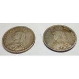 Two 1887 1/2 Crown