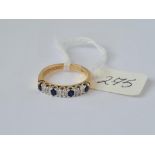 Sapphire & diamond half hoop ring in 9ct size L 2.6g inc