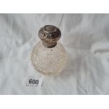 A salt bottle embossed cover, Chester 1915 damaged glass around neck