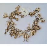 A heavy silver charm bracelet 91g