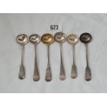 A six Victorian and Georgian salt spoons 1810 1824 E.T.C. 68 gms