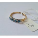 Blue topaz and diamond set half hoop ring size T 2.3g
