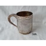 A good quality christening mug engine turned Luke handle, London 1876 by WH query 142 gms