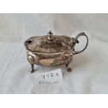 A oval mustard pot on pad feet London 1913 78 gms excluding BGL