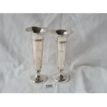 A pair of spill vases with wavy rims 5 1/2 inches high, Birmingham 1939 by SB