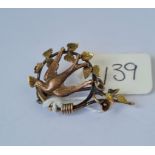 Gold vintage Swallow brooch2.4g