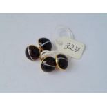 Pair of banded agate gold mounted cufflinks