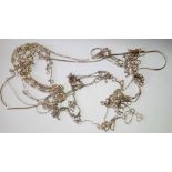 Sixteen stirling silver chains - 62gms