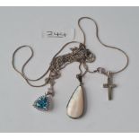Three silver pendant necklaces
