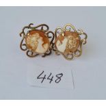 A pair of cameo 9ct earrings