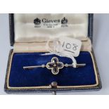 AN EDWARDIAN SAPPHIRE & DIAMOND ENAMEL BROOCH IN 18CT & PLATINUM IN GIEVES BOX