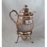 A George III coffee jug on stand with half fluted body 11 inches high London 1819 by MS 920 gms