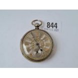 A Victorian silver pocket watch with Fusee gold and silver dial 1871