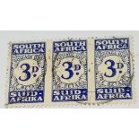 SOUTH AFRICA  SG D33 (1943). Fine used unit of 3. Cat £60