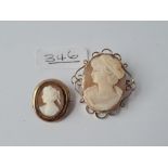 Two gilt metal cameos