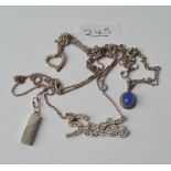 Four silver pendant necklaces