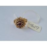 1970’s garnet dome ring in 9ct setting size J 3.8g