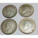 George 5th shillings x4 better grade