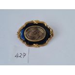 19thc gold and enamel oval mourning brooch