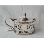 A Georgian style mustard pot with bright cut pierced sides 4 inches over handle Birmingham 1901 by