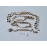 Four silver identity bracelets - 93gms