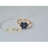 Blue and white stone set 9ct ring size T