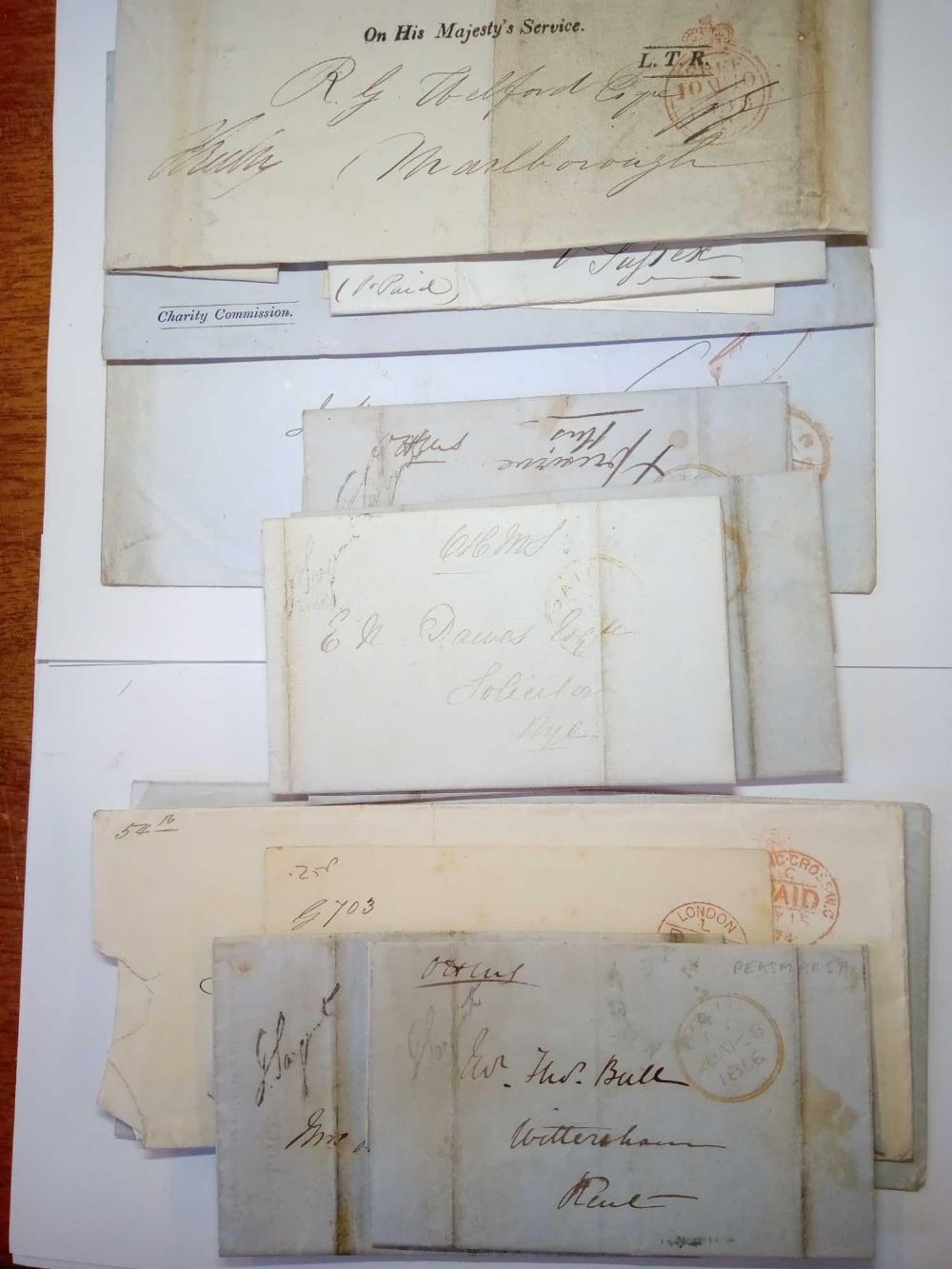 G.B 1833-79 'Paid official' covers & entires (12)