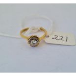 Solitaire diamond flower ring in 18ct gold size J