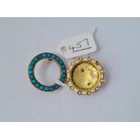 A turquoise brooch & French gold / enamel and pearl brooch (both with slight damage)